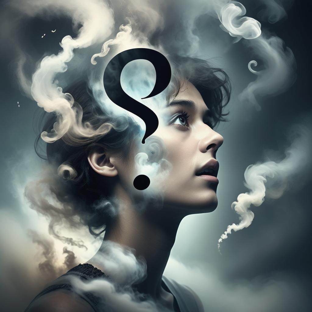 Surreal Question Mark in Dreamlike Mist