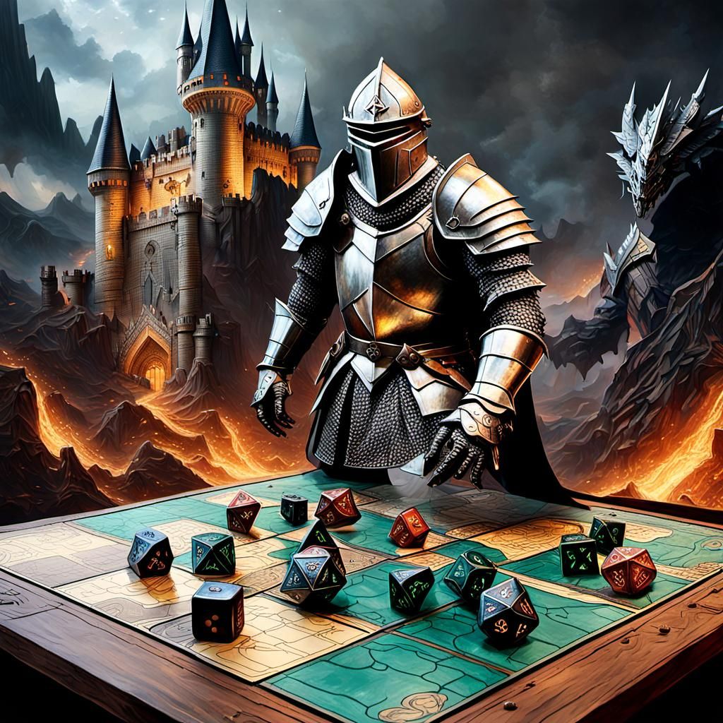 Armored Knight on Dungeons and Dragons Game Board