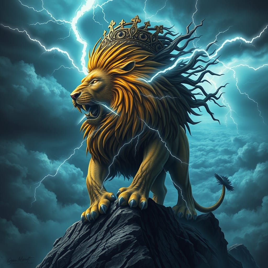 Electric Lion King on Stormy Peak