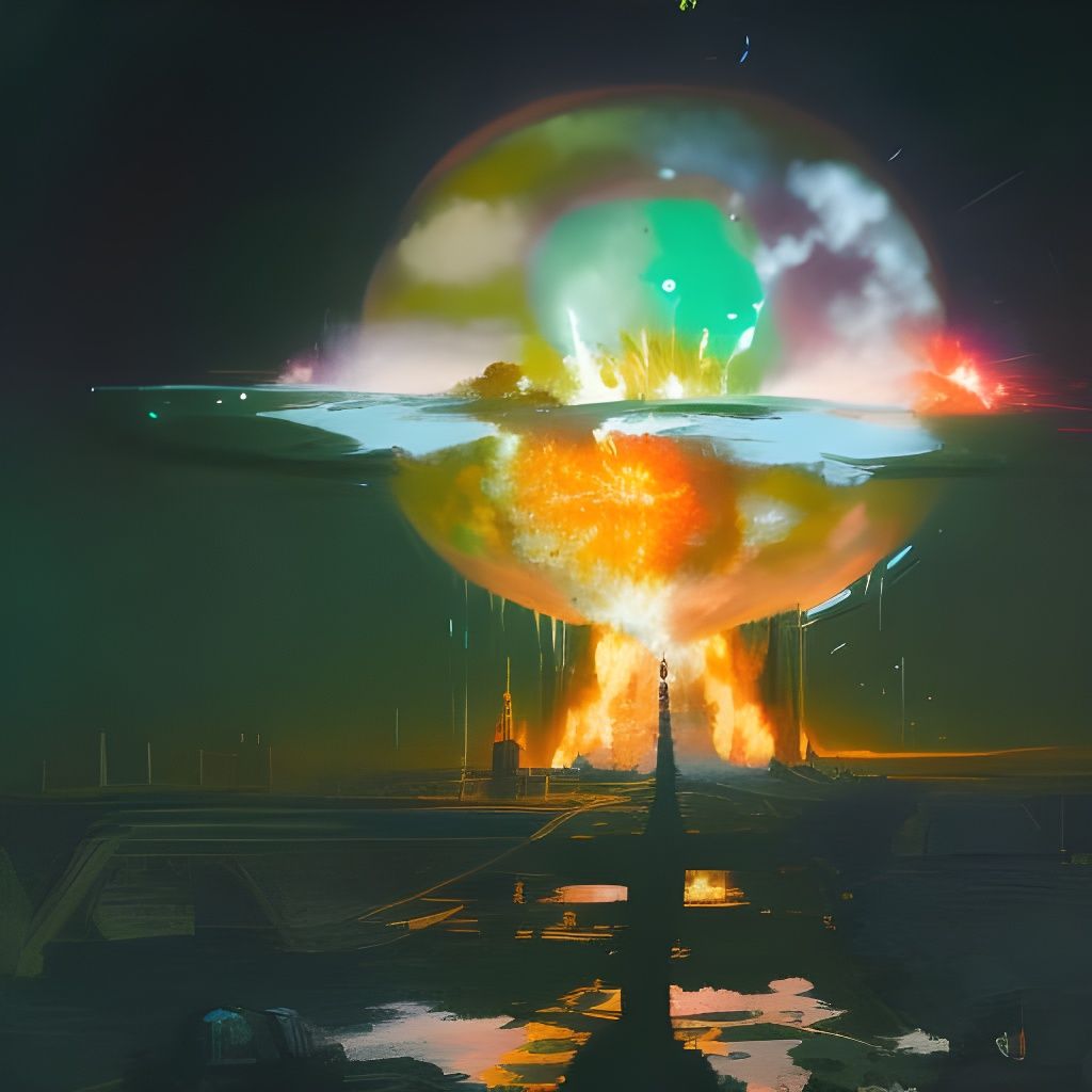 Intricate Nuclear Explosion with Glowing Radiation