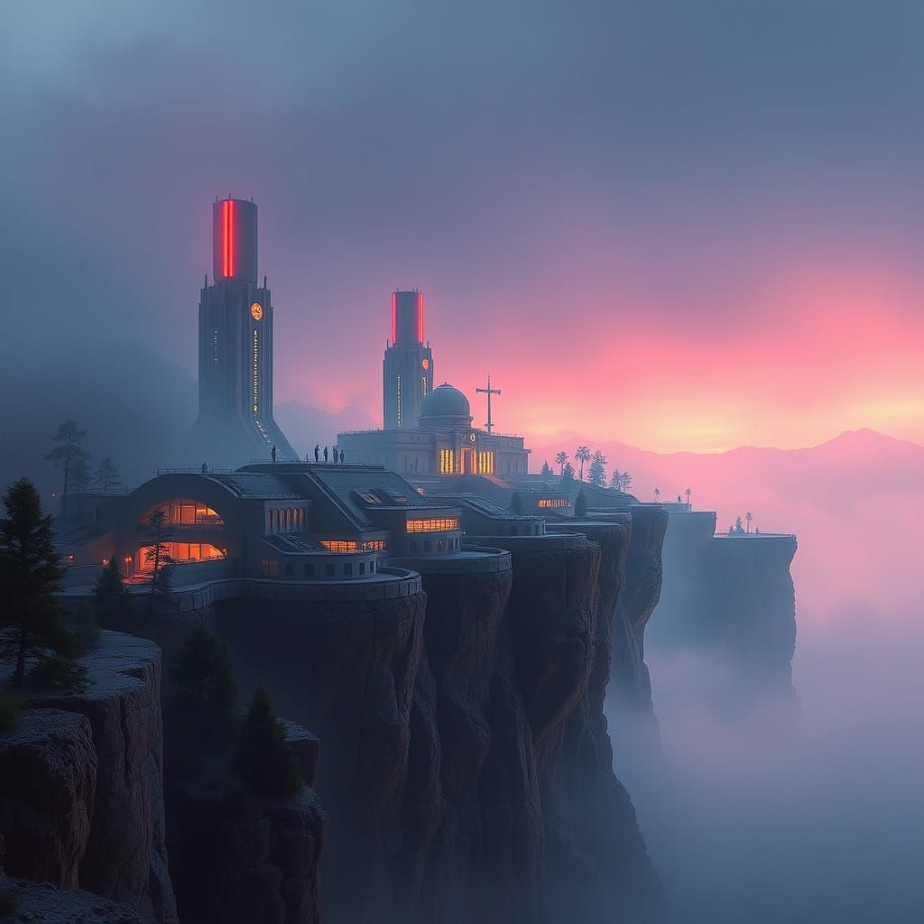 Cyberpunk Egyptian City in Adirondacks, Syd Mead Style