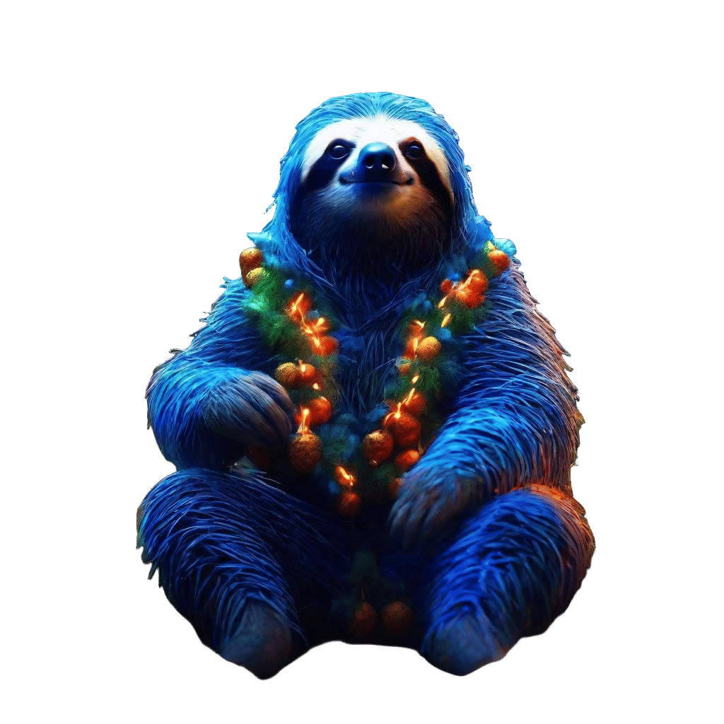 Sloth in Pineapple Suit with Christmas Lights