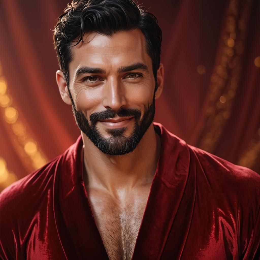Handsome Man in Red Velvet Robe Concept Art
