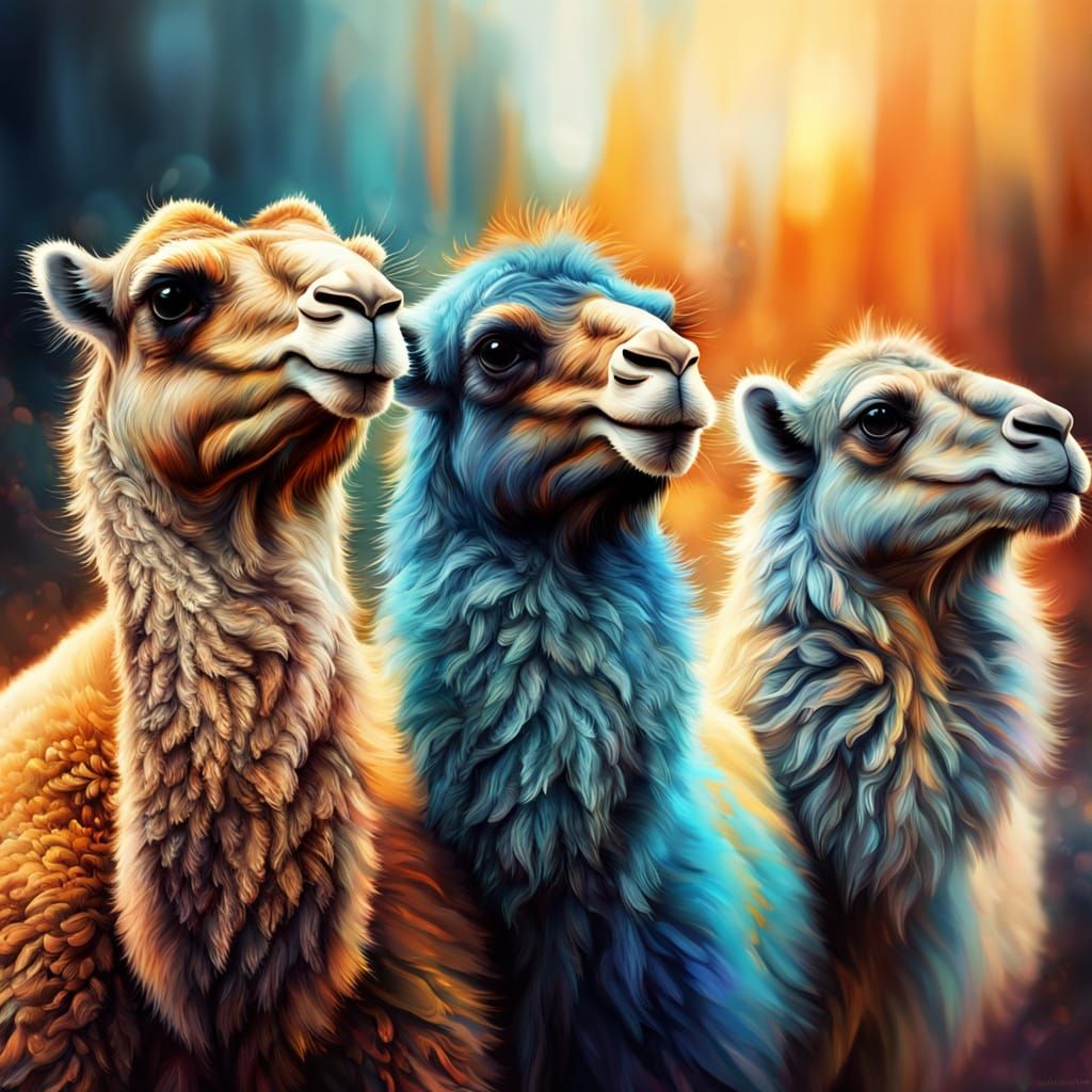 Furry Camels and Dancing Meerkat in Whimsical Studio Scene