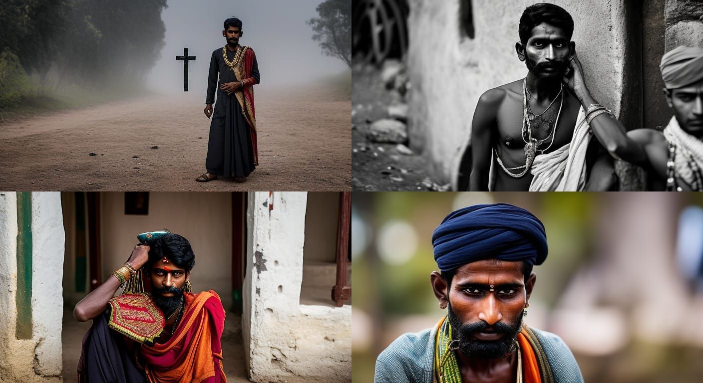Gritty Portrait of Young Indian Beggar