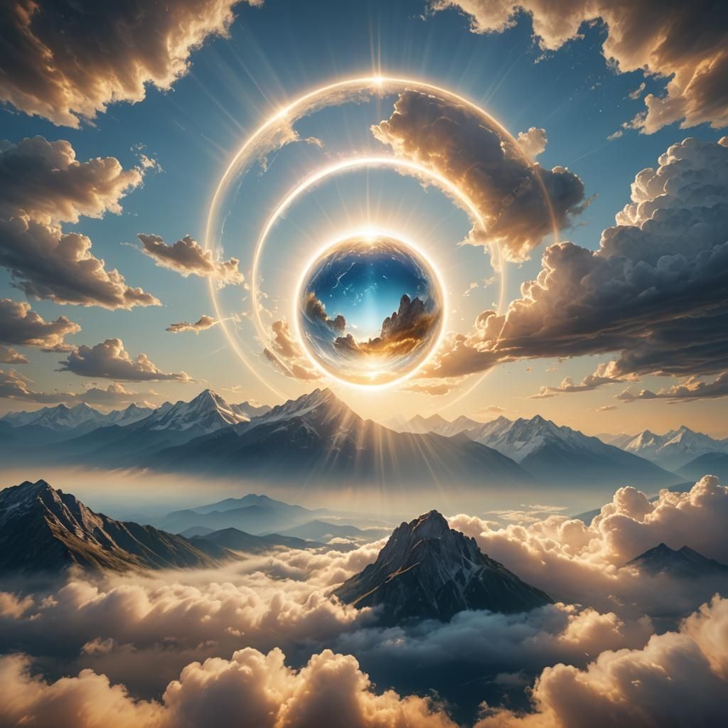 Ethereal Fantasy Sphere Over Serene Landscape