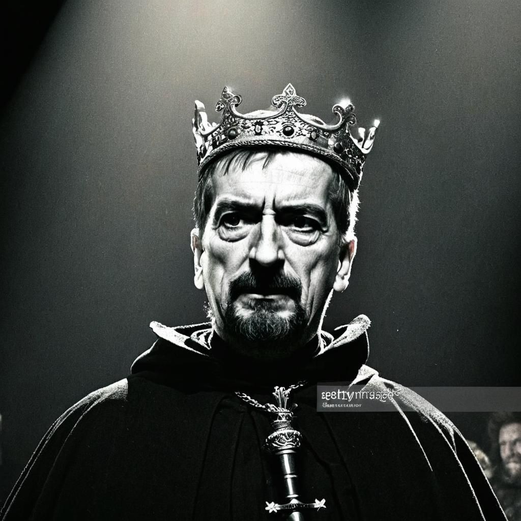 King on Stage in Rembrandt Lighting
