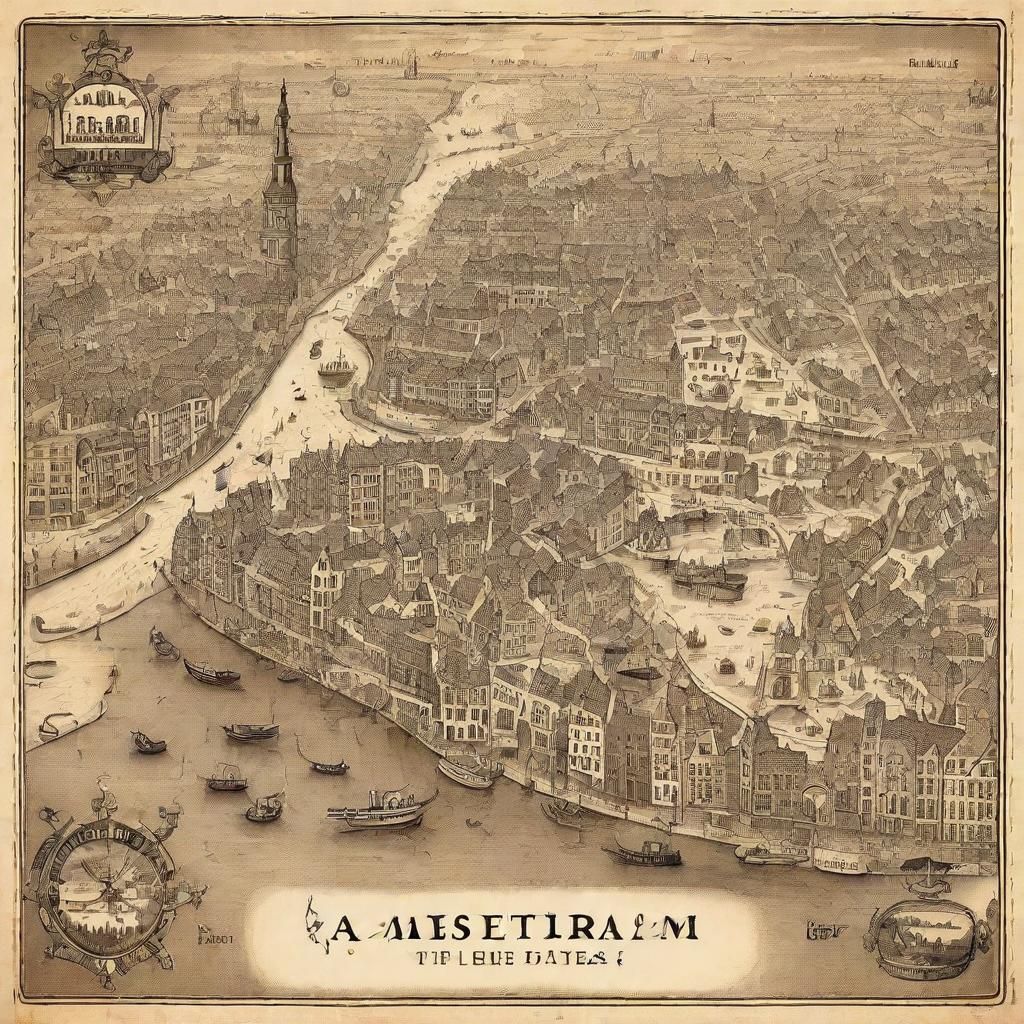 Vintage Hand-Drawn Map of Amsterdam 1700