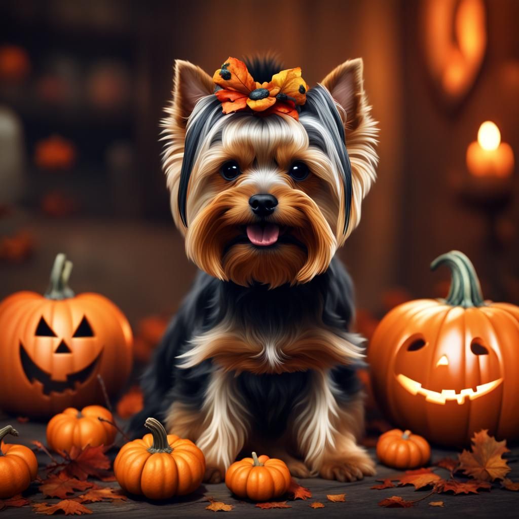 Halloween Yorkshire Terrier Matte Painting