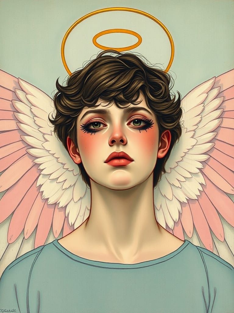 Celestial Gothic Angel Portrait Inspired by Symbolism