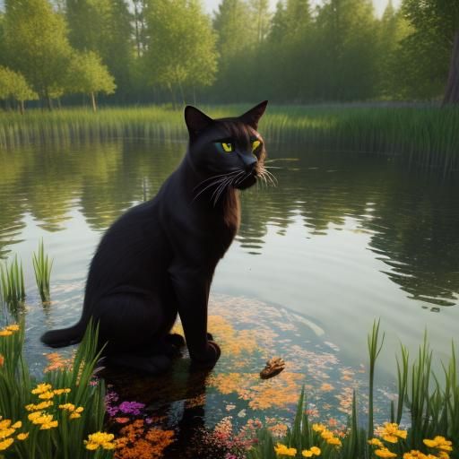 Black Cat's Panther Dream: Hyperdetailed Digital Portrait