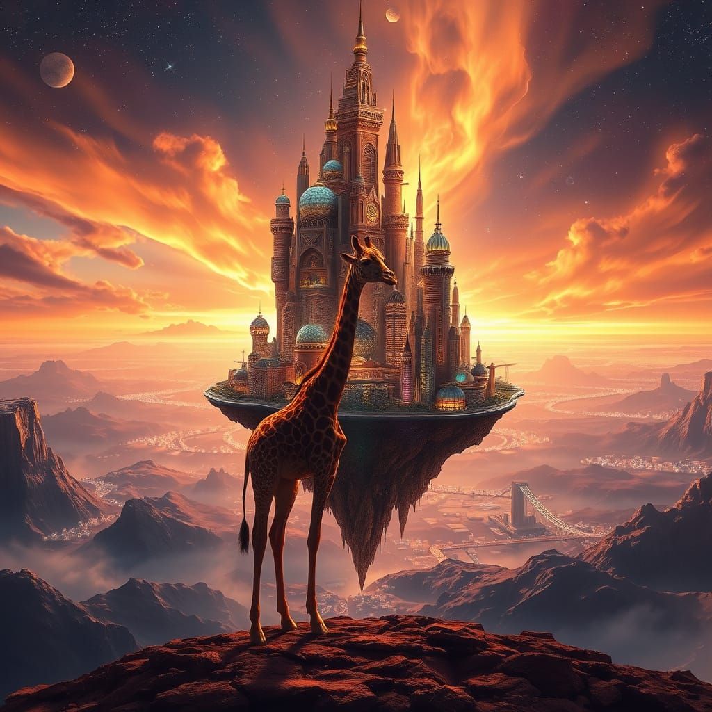 Floating Island City in Infinite Space