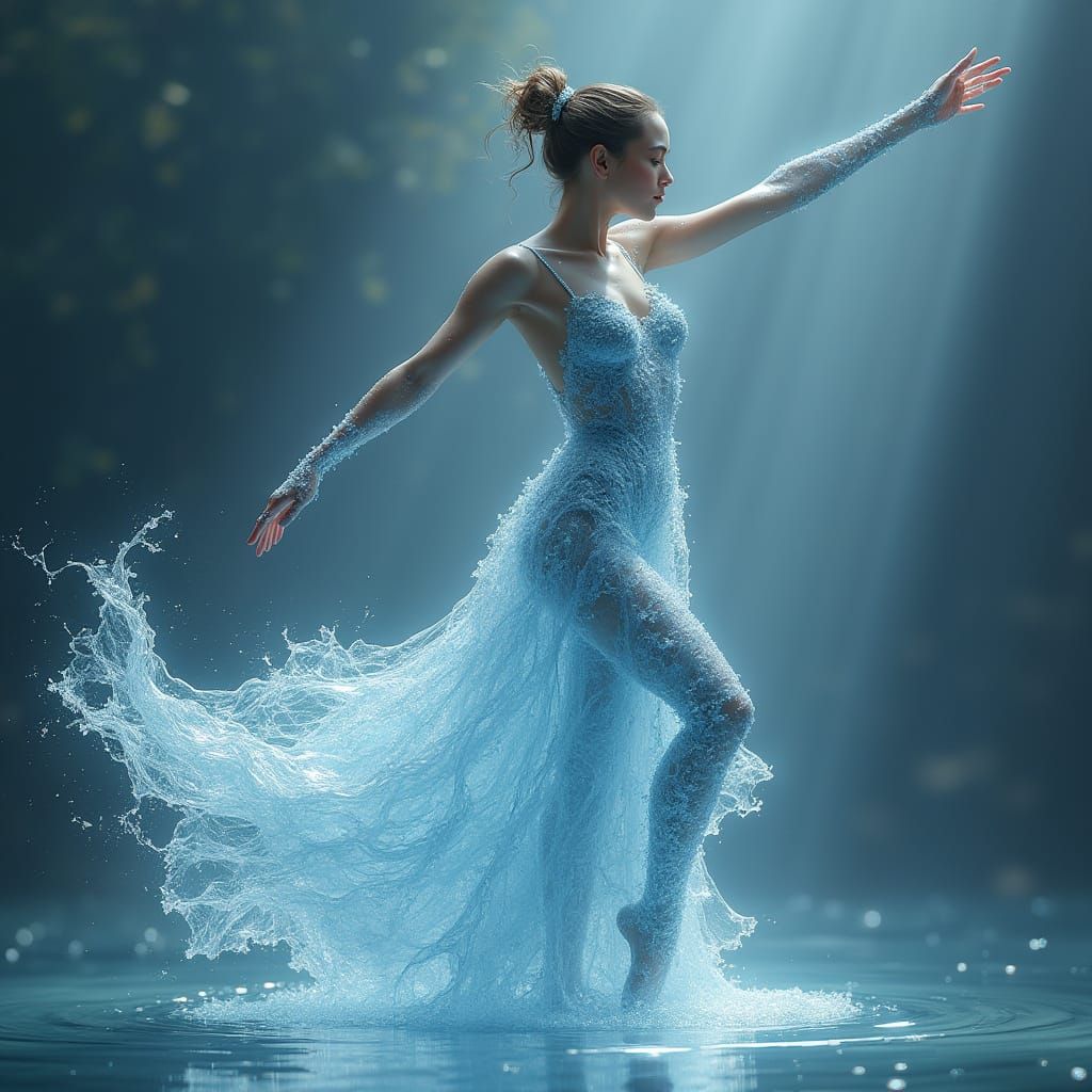 Woman Made of Water Dancing Gracefully