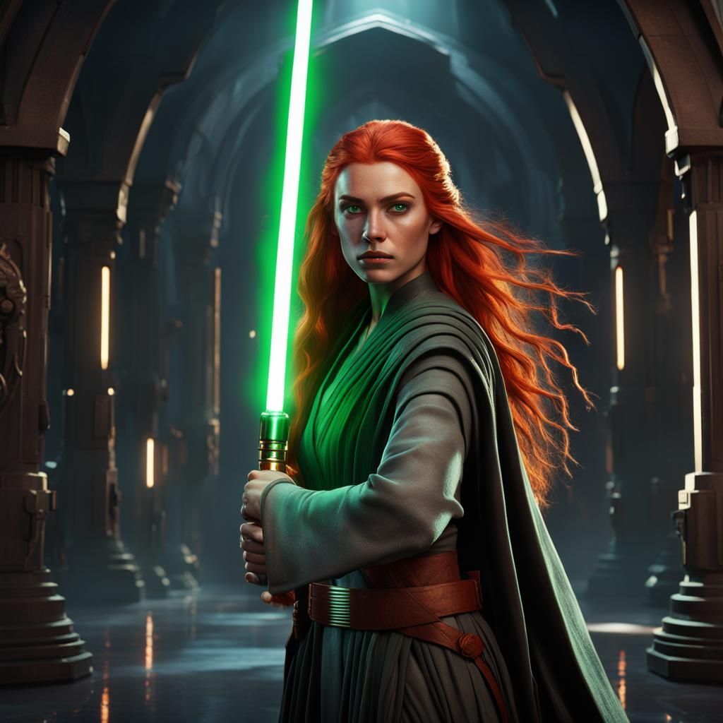 Jedi Queen Allana Solo with Green Lightsaber
