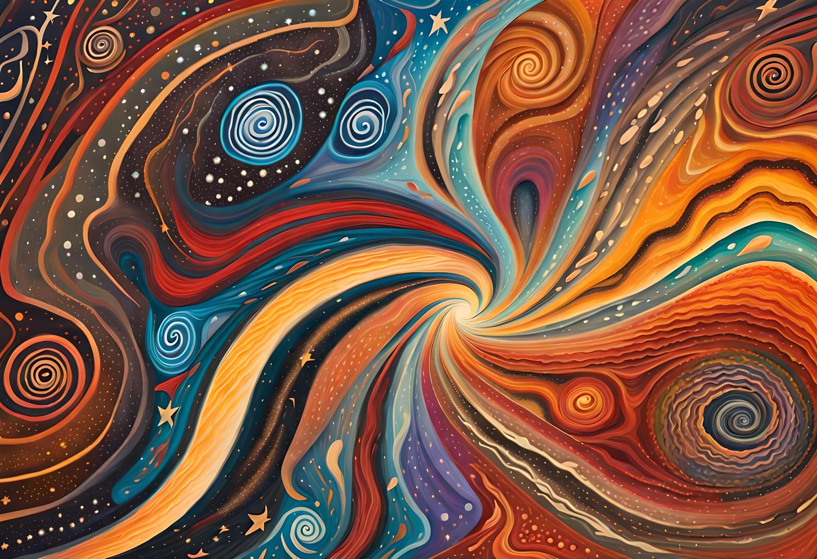 Interstellar River Vortex in Aboriginal Rock Art Style