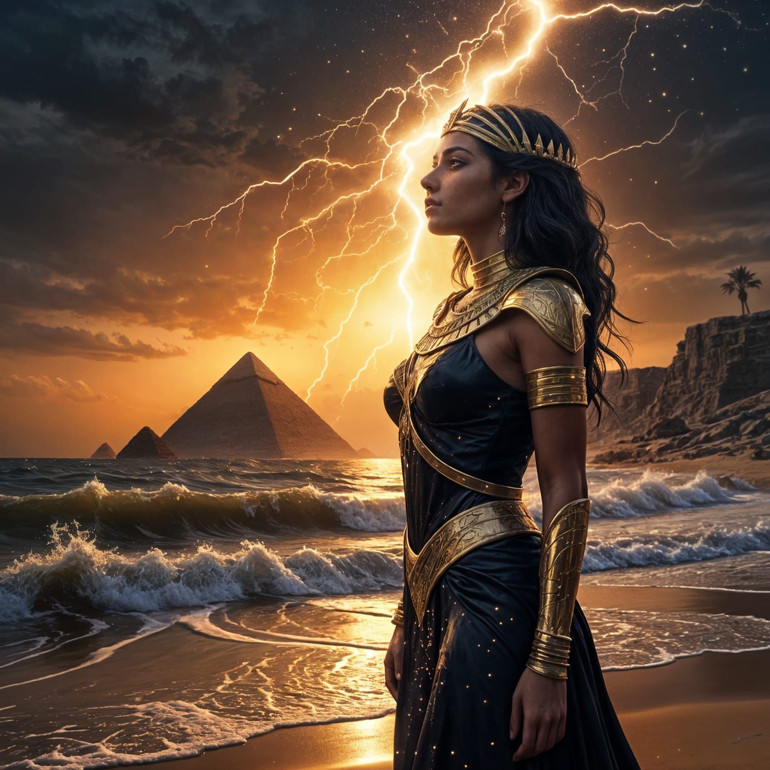 Egyptian Princess in Golden Sunset Haze