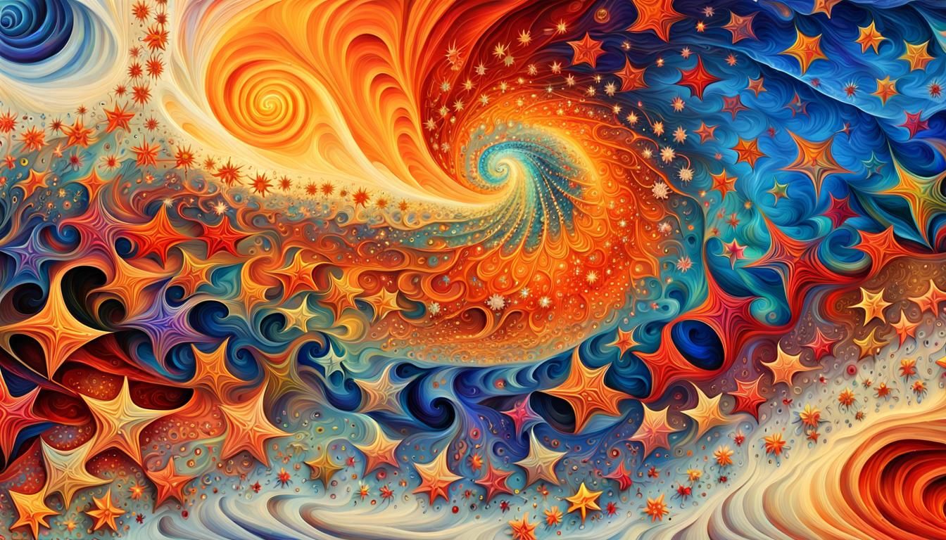 Magnificent Stars in Cosmic Impasto Painting