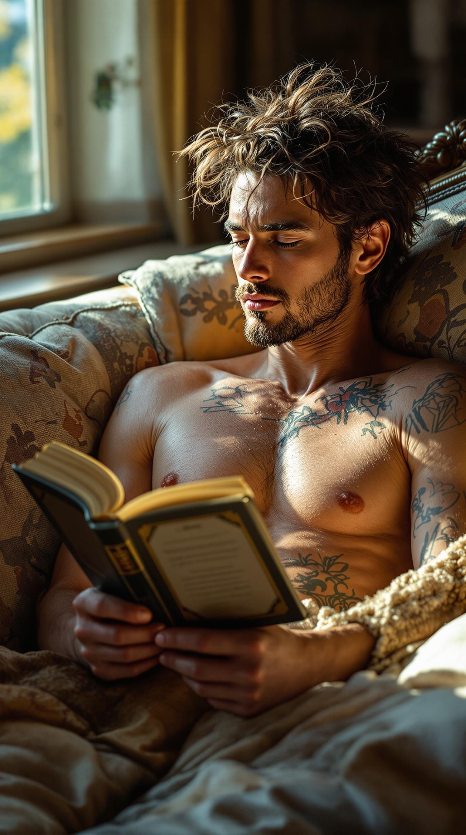 Sculptural Half Body Portrait of a Man in Quiet Contemplatio...