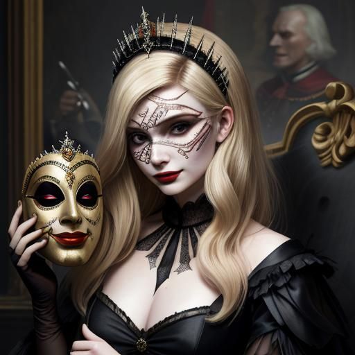 Queen Margot with Carnival Mask, Sinister Digital Art