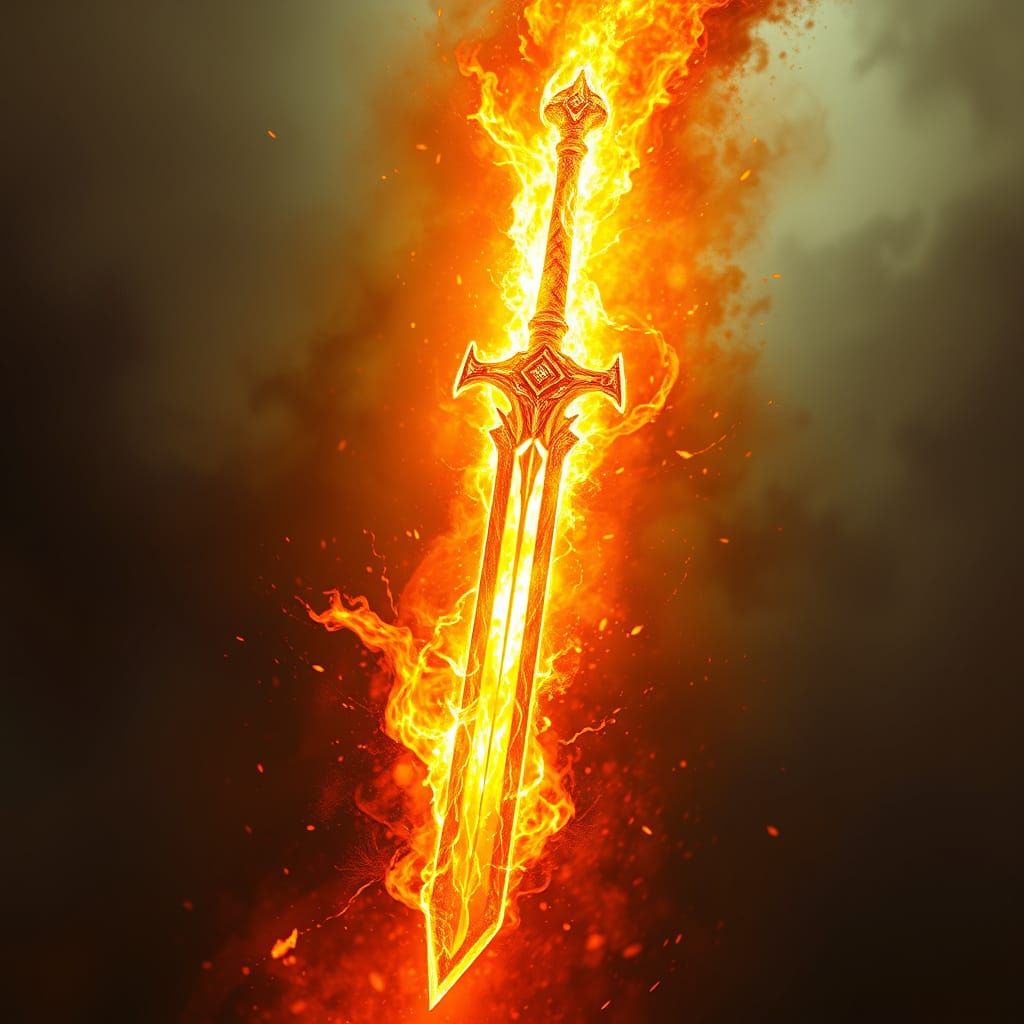 Sword of Fire Blazes with Intense Heat and Energy
