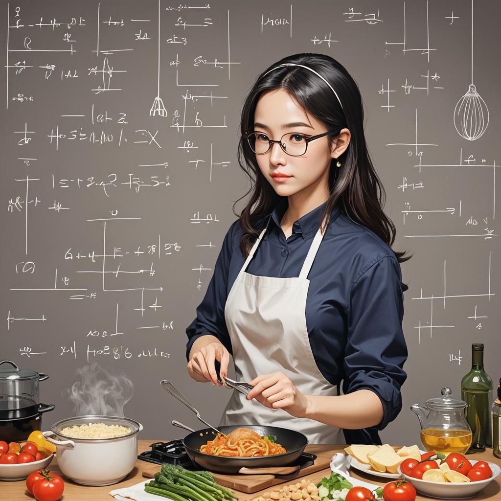 Math Girl Cooking Dinner