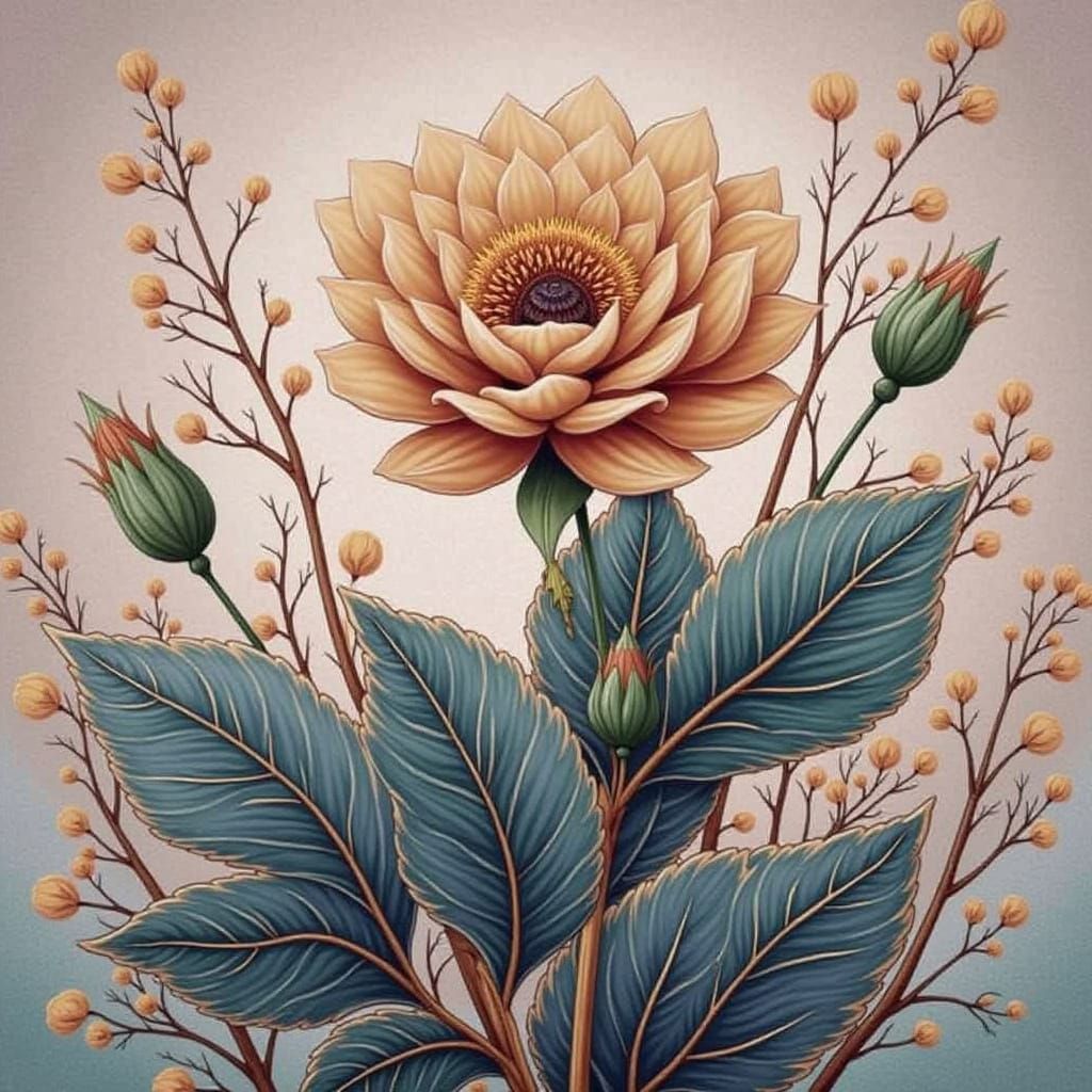 Detailed Botanic Patterns in Green, Teal, and Gold