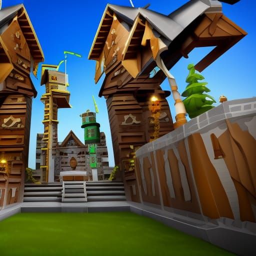 Epic Roblox Bedwars Cinematic Digital Matte Painting