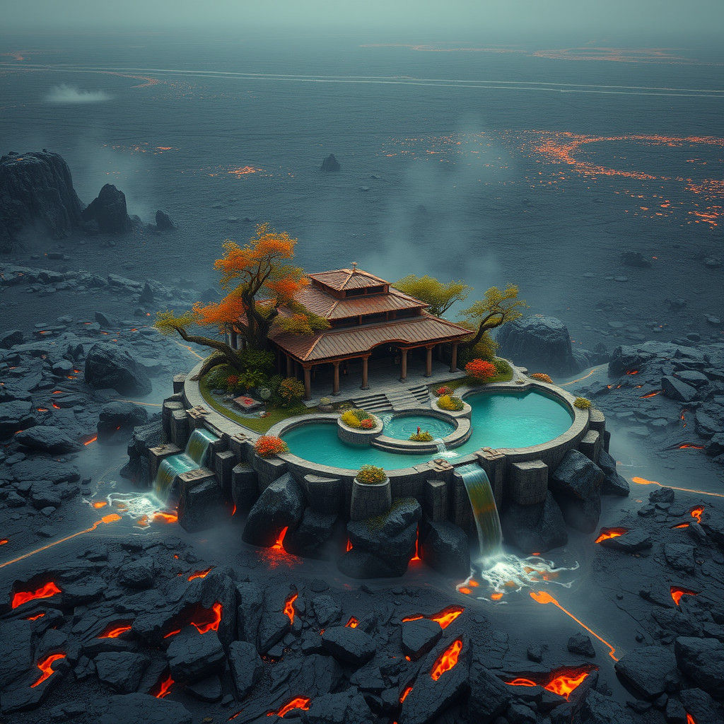 Desolate Rest Stop Oasis: Industrial Fantasy Matte Painting