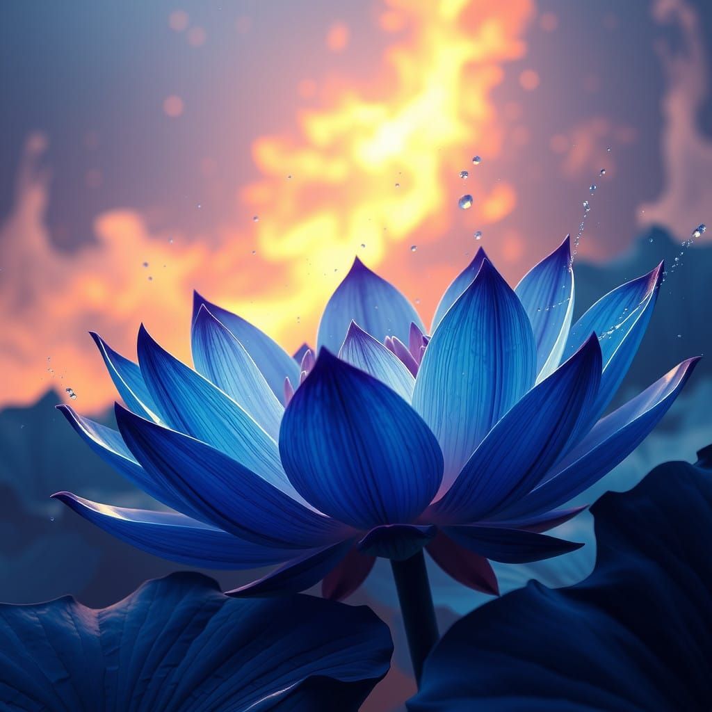 Ethereal Blue Lotus of Wonder in Vibrant Hues