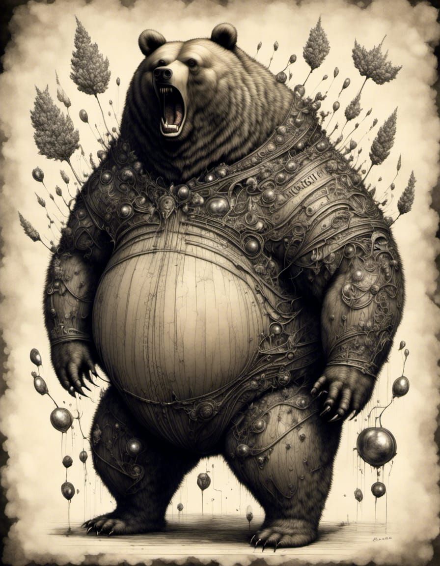 Stylized Bear Illustration with Unique Design