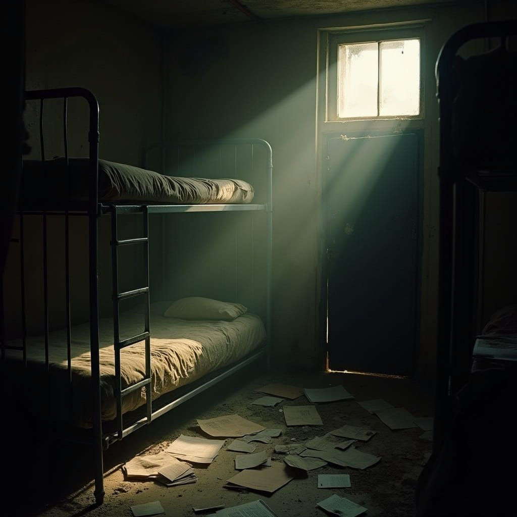 Abandoned Bunker Cell in Cinematic Darkness