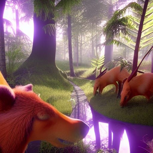 Surreal Animal Hunt in a Futuristic Forest