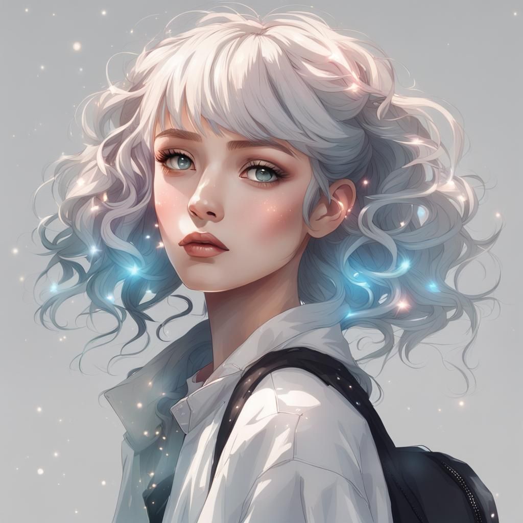 Beautiful Girl with Unique Hairstyle and Light Aesthetic