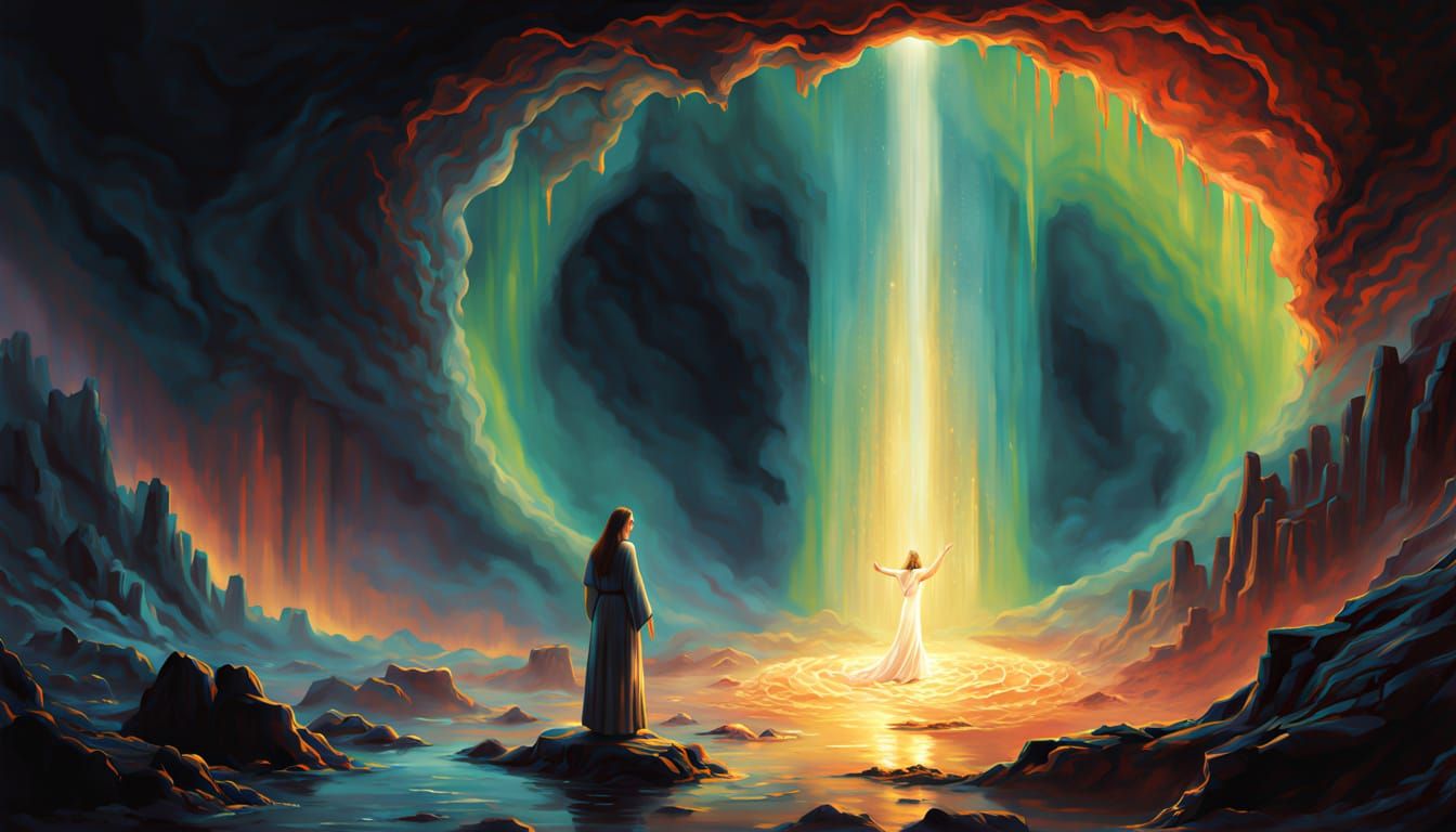 Spirit Rescues Mortal From Despair in Surreal Digital Painti...