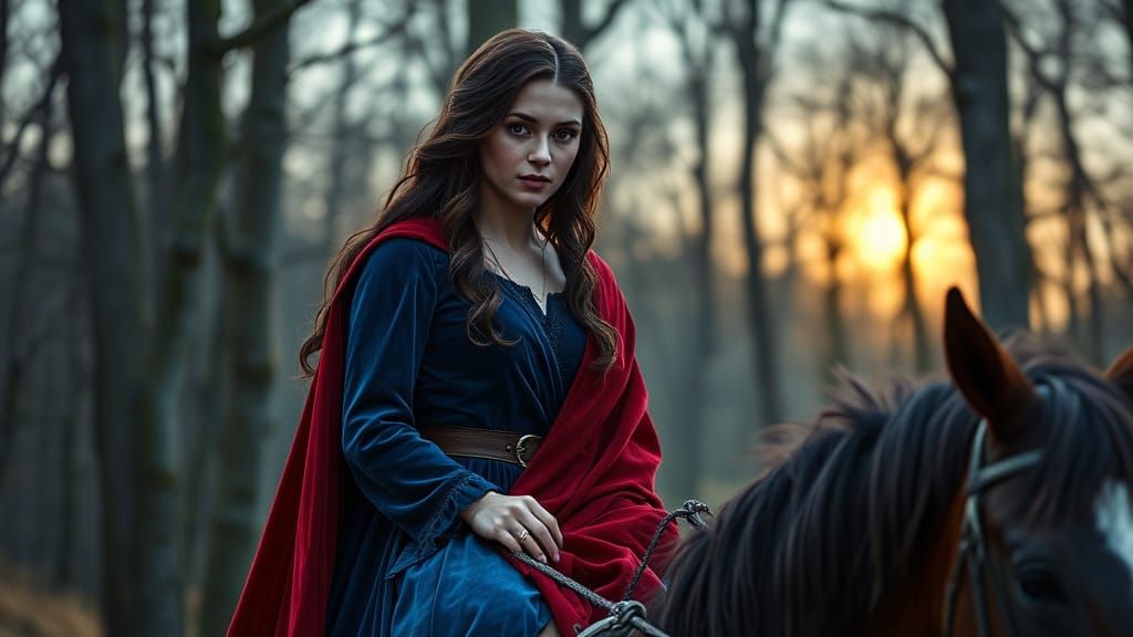 Medieval Maiden Rides into Dawn