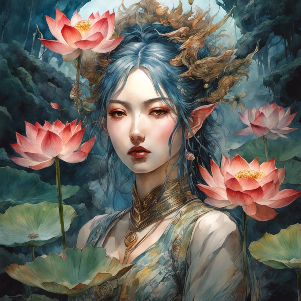 Lotus Eaters Watercolor Painting