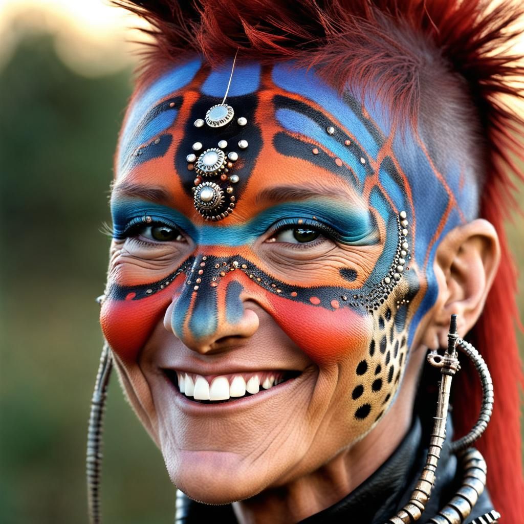 Punk Portrait with Giraffe Body Paint
