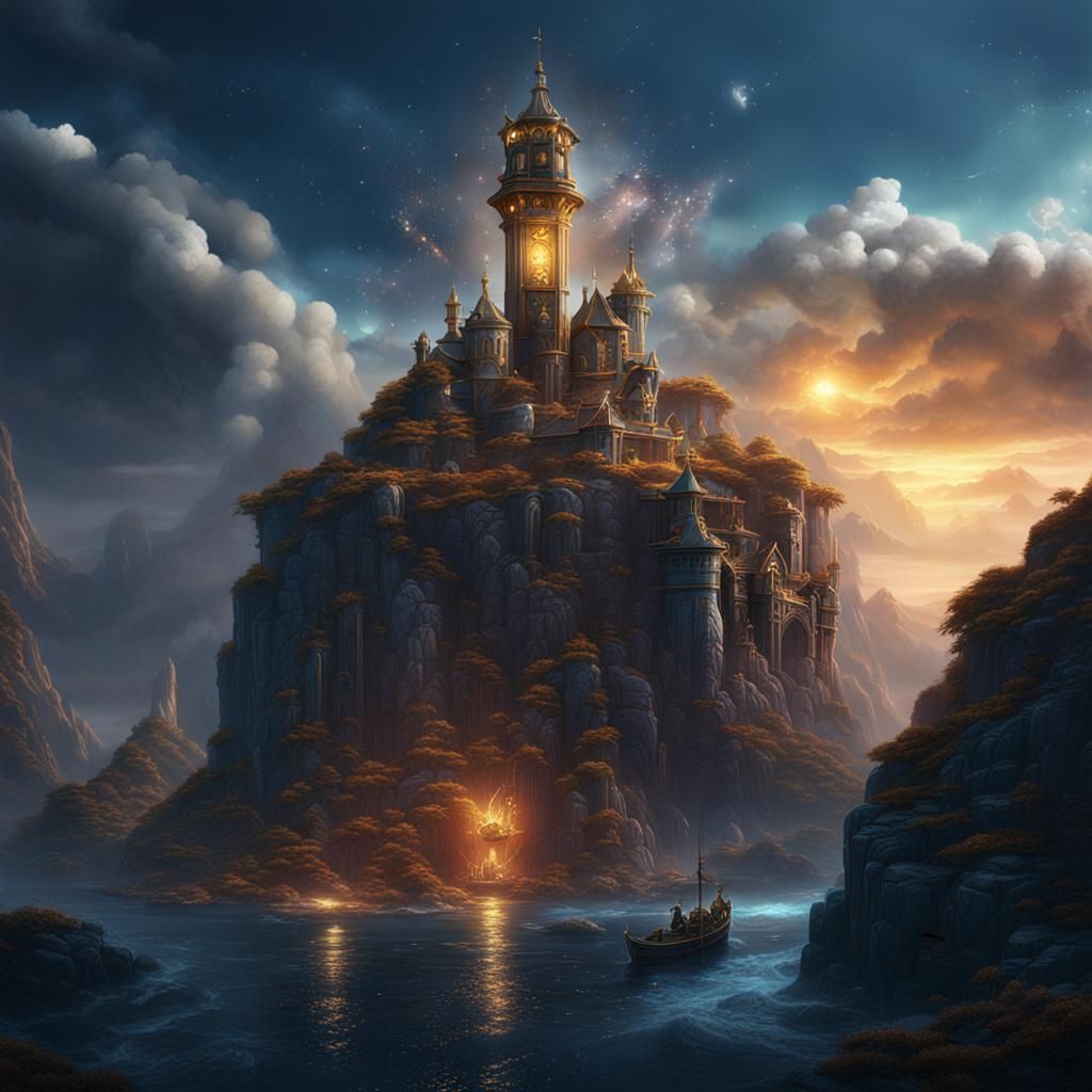 Fantastical Beacon of Hope: Detailed Matte Painting