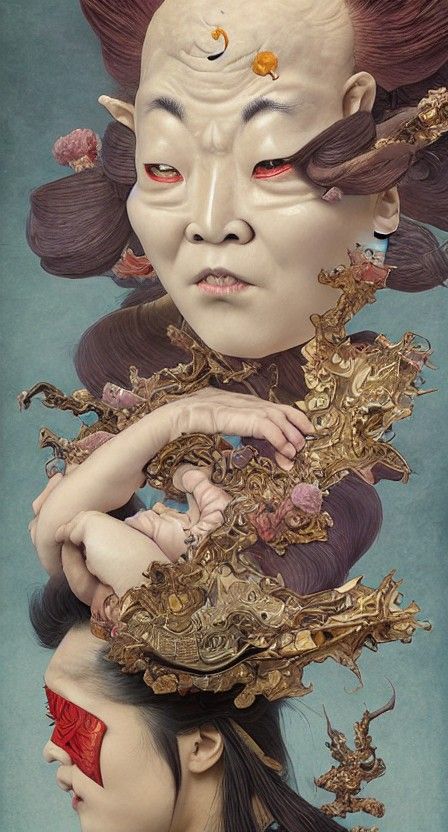 Hyperrealistic Shoe-Face Yokai in Cinematic Fantasy Art