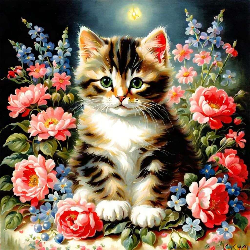 Dreamlike Cat Portrait in Surrealist Style