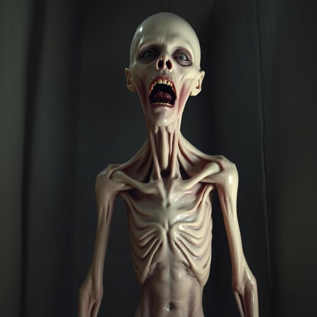 Eerie Humanoid Figure in Biomechanical Surrealism Style