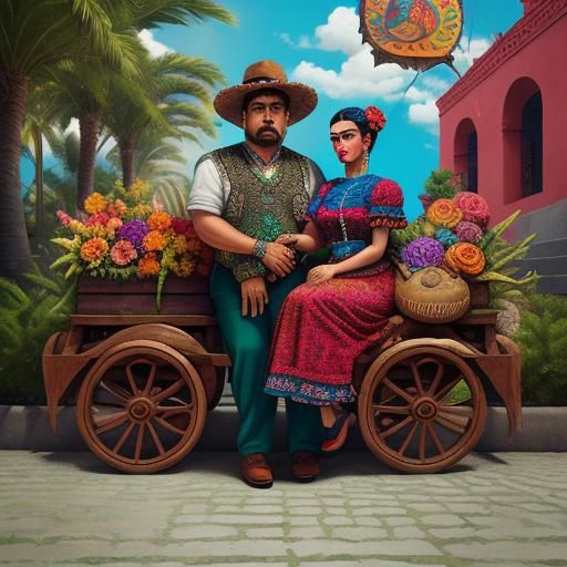 Frida Kahlo and Diego Rivera in Pop Surrealism