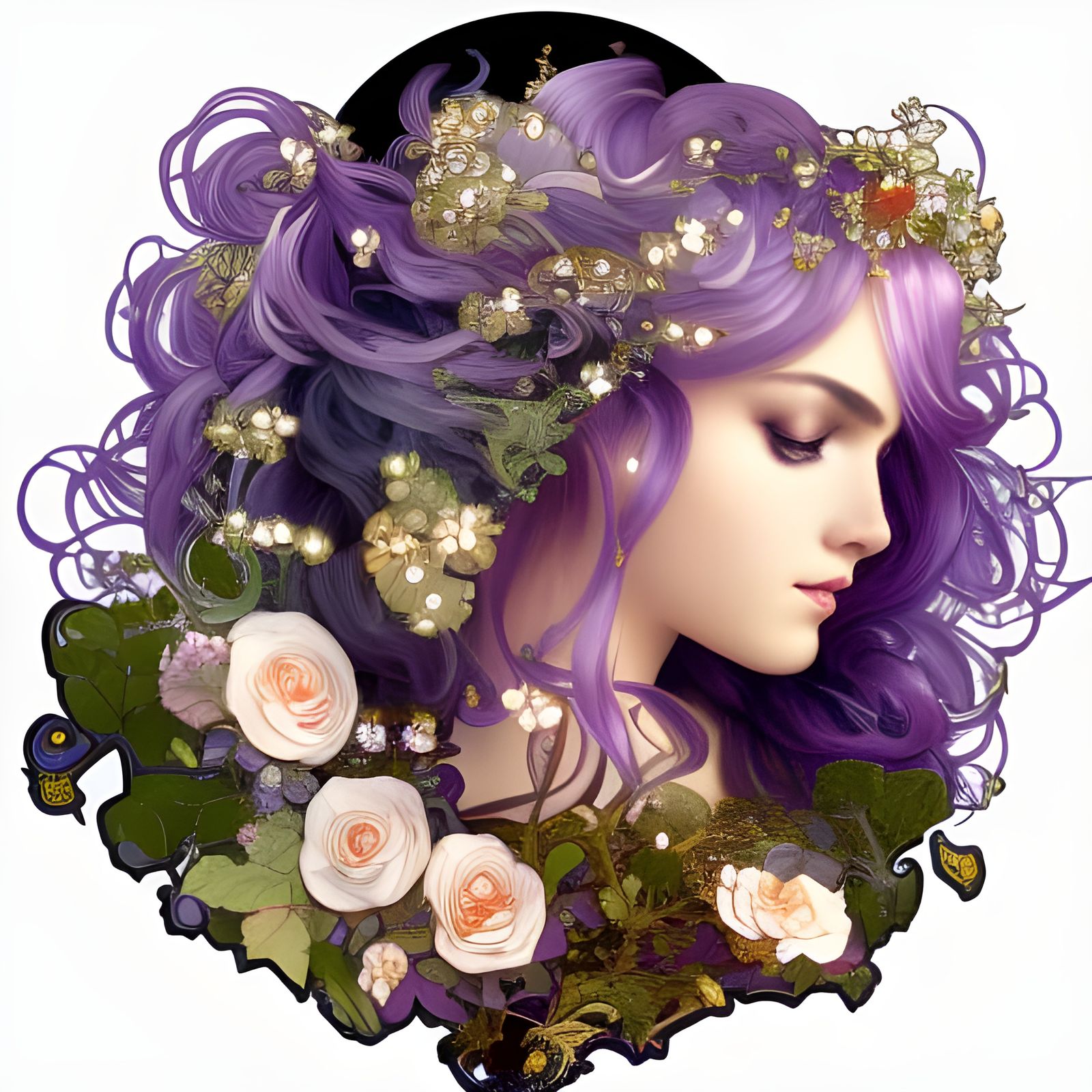 Fantasy Goddess Portrait in Art Nouveau Style
