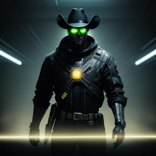 Cyberpunk futuristic bootyhunter cowboy