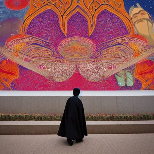 Muslims in Remembrance Ceremony: Mixed Media Street Art