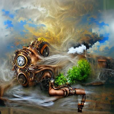 Steampunk Mother Nature Cleansing Pollution