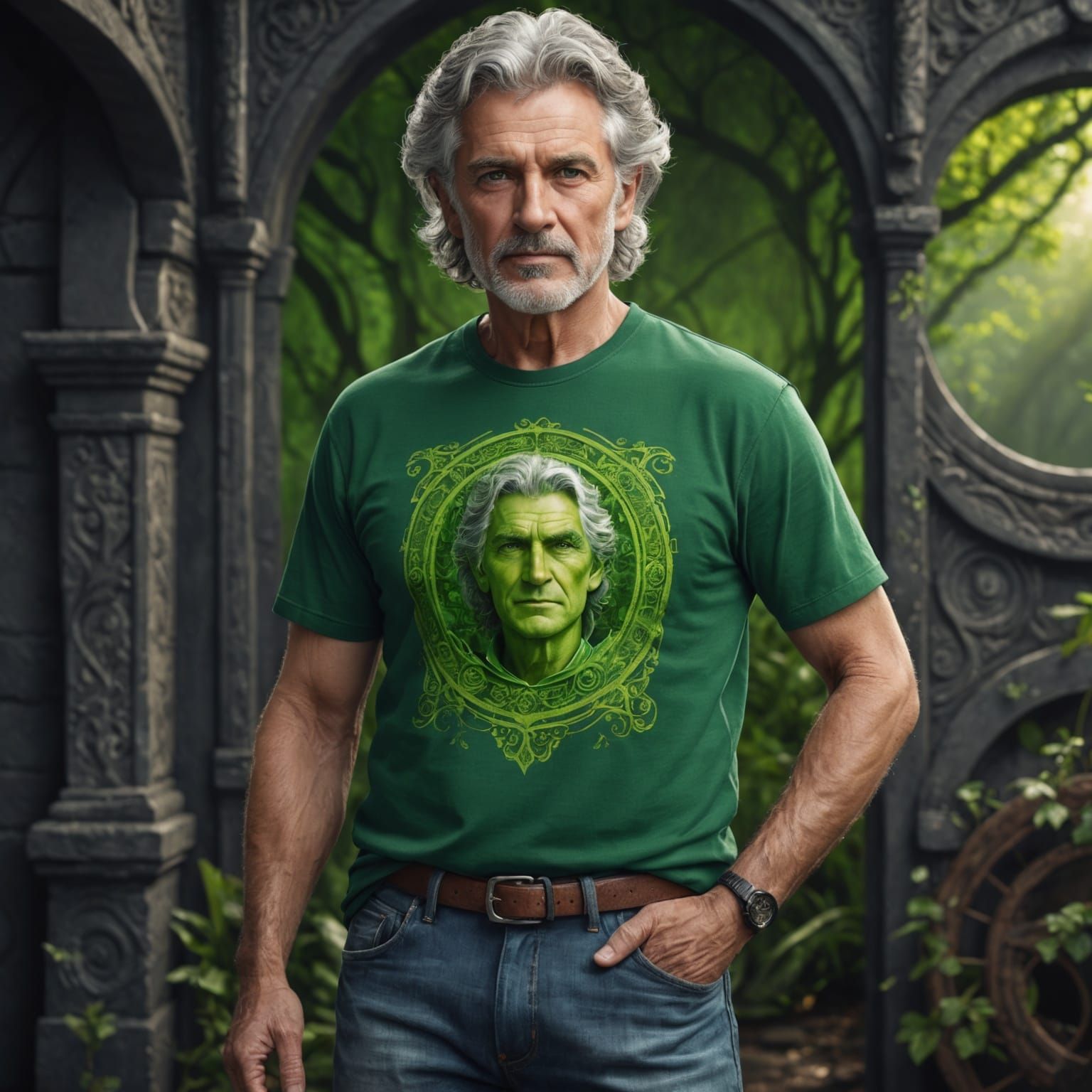 Youthful Man in Detailed Matte Painting Style