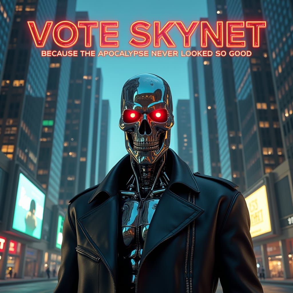 Cyberpunk Android Commands Dystopian Cityscape