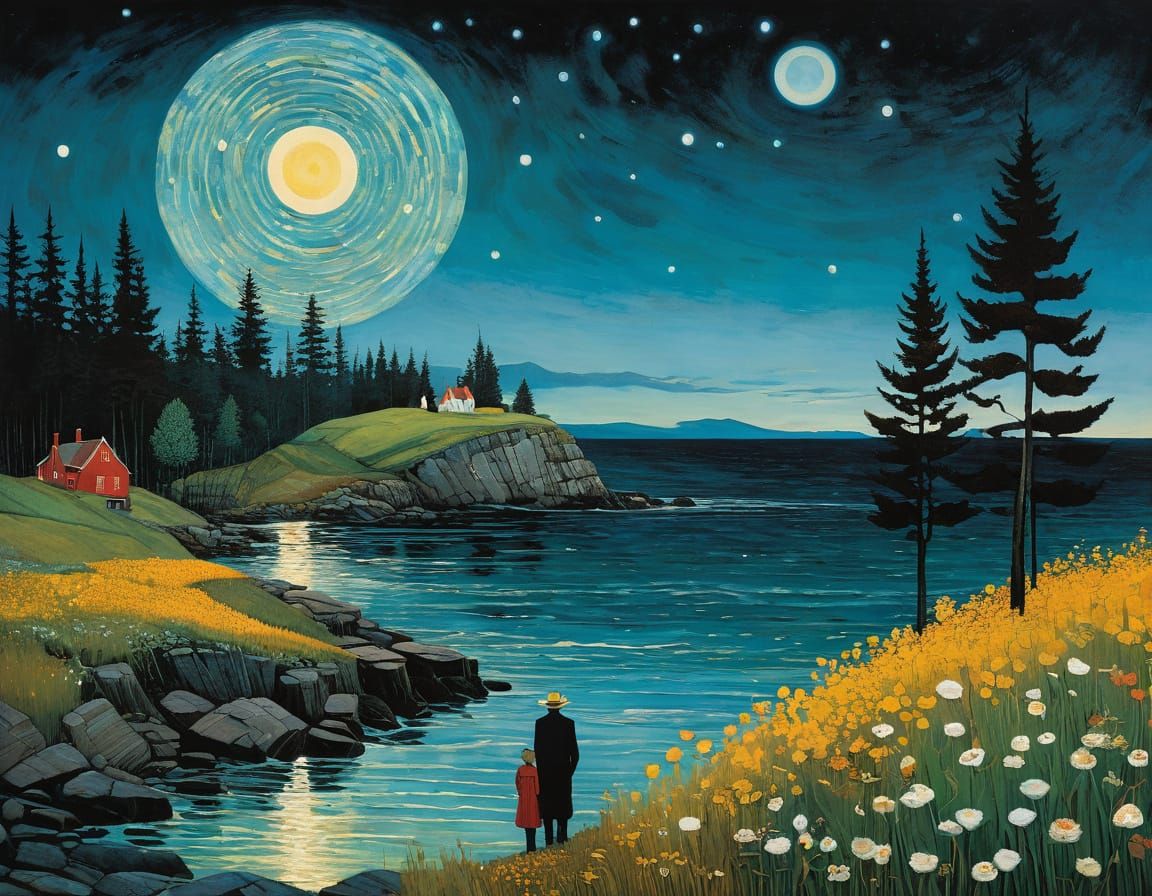 Whimsical Coastal Wildflowers in Vibrant Colors