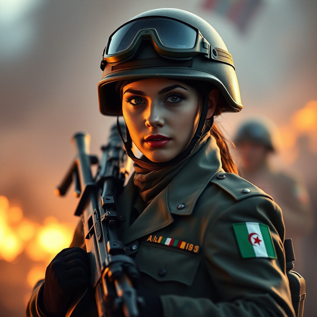 Algerian Soldier in Action: Cinematic Close-Up